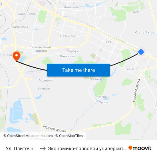 Ул. Плиточная to Экономико-правовой университет map