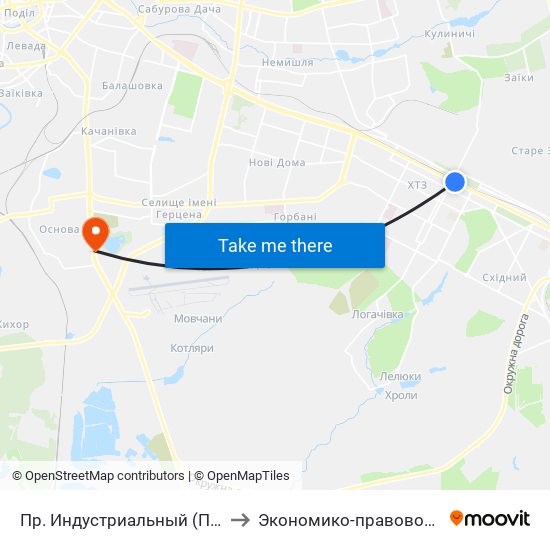 Пр. Индустриальный (По Требованию) to Экономико-правовой университет map