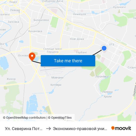 Ул. Северина Потоцкого to Экономико-правовой университет map