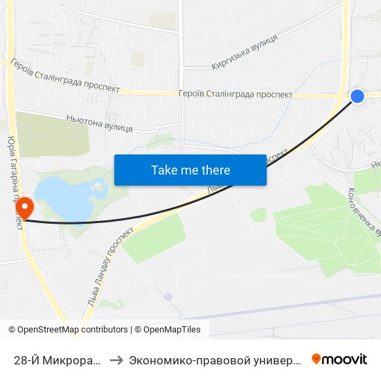 28-Й Микрорайон to Экономико-правовой университет map