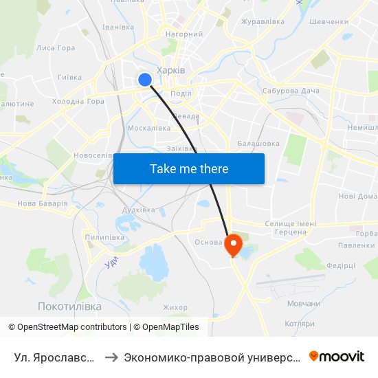 Ул. Ярославская to Экономико-правовой университет map