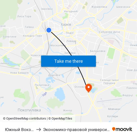 Южный Вокзал to Экономико-правовой университет map