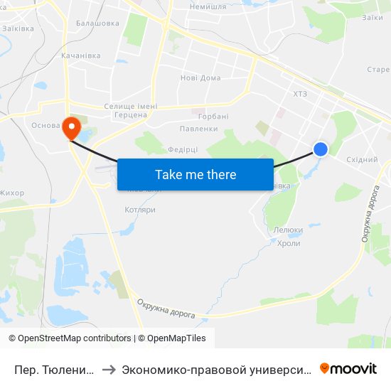 Пер. Тюленина to Экономико-правовой университет map