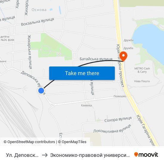 Ул. Деповская to Экономико-правовой университет map