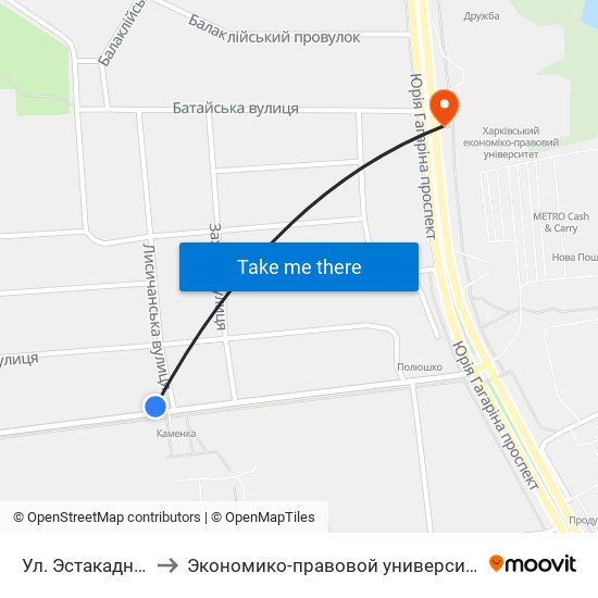 Ул. Эстакадная to Экономико-правовой университет map