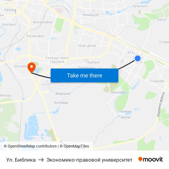 Ул. Библика to Экономико-правовой университет map