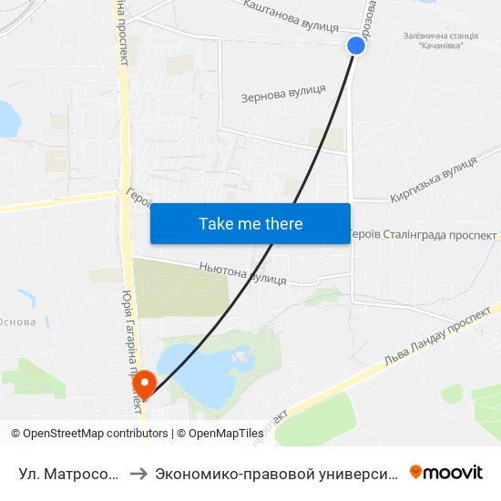 Ул. Матросова to Экономико-правовой университет map