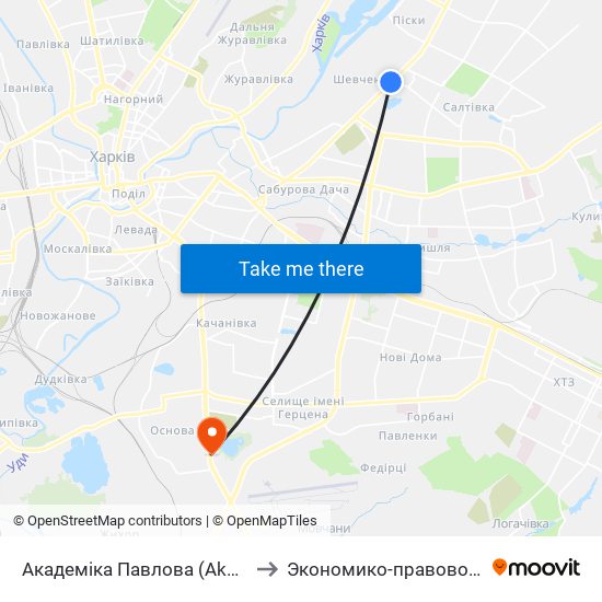 Академіка Павлова (Akademika Pavlova) to Экономико-правовой университет map