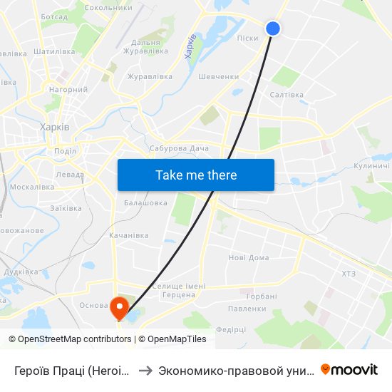 Героїв Праці (Heroiv Pratsi) to Экономико-правовой университет map