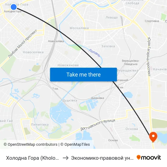 Холодна Гора (Kholodna Hora) to Экономико-правовой университет map