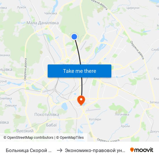 Больница Скорой Помощи to Экономико-правовой университет map