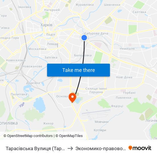 Тарасівська Вулиця (Тарасовская Улица) to Экономико-правовой университет map