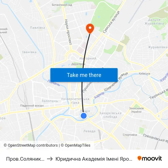 Пров.Соляниківський to Юридична Академiя Iменi Ярослава Мудрого map