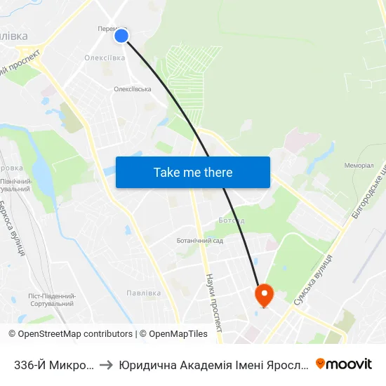 336-Й Микрорайон to Юридична Академiя Iменi Ярослава Мудрого map