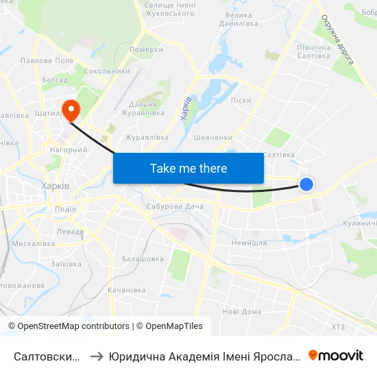 Салтовский Рэм to Юридична Академiя Iменi Ярослава Мудрого map