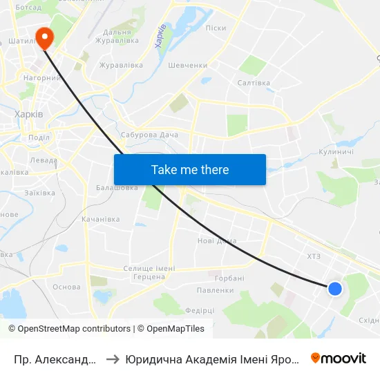 Пр. Александровский to Юридична Академiя Iменi Ярослава Мудрого map
