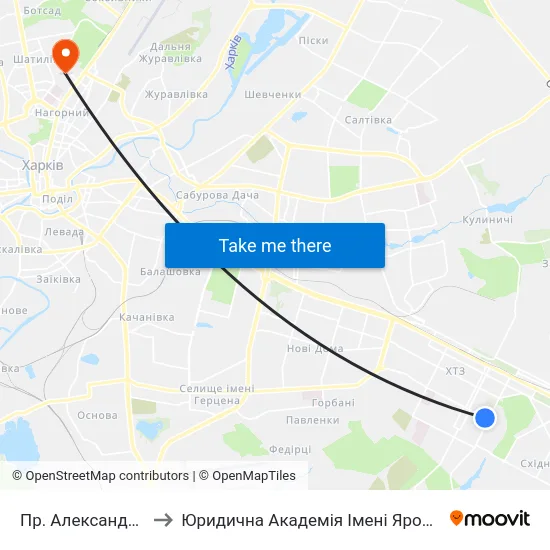 Пр. Александровский to Юридична Академiя Iменi Ярослава Мудрого map
