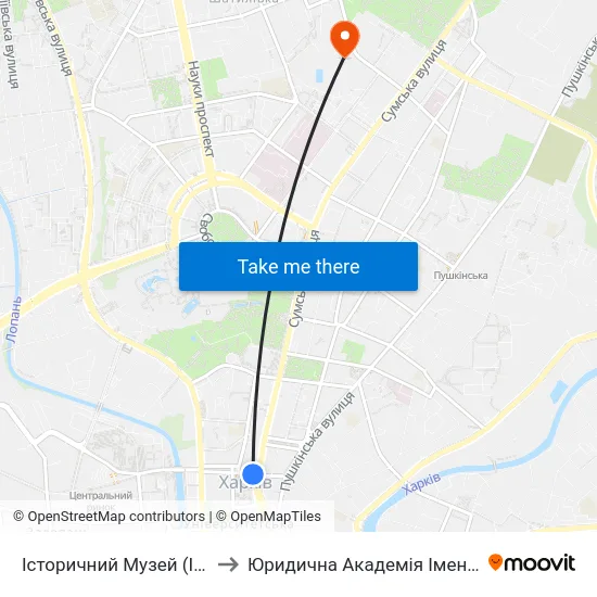 Історичний Музей (Istorychnyi Muzei) to Юридична Академiя Iменi Ярослава Мудрого map