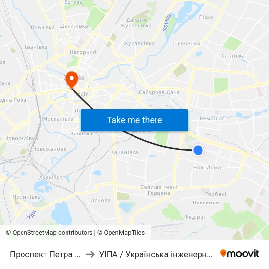 Проспект Петра Григоренка, 11 to УІПА / Українська інженерно-педагогічна академія map