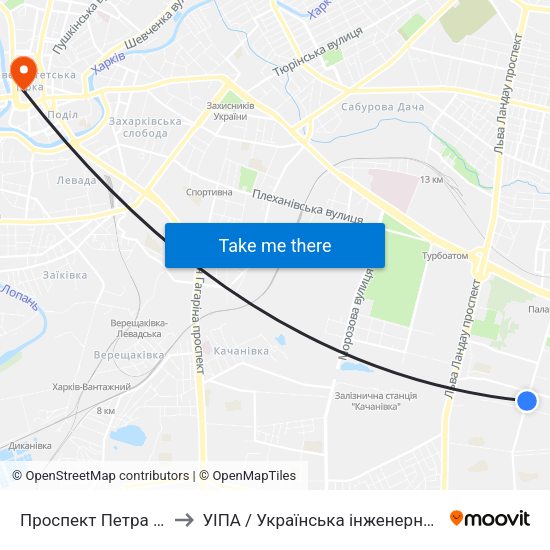 Проспект Петра Григоренка, 23 to УІПА / Українська інженерно-педагогічна академія map