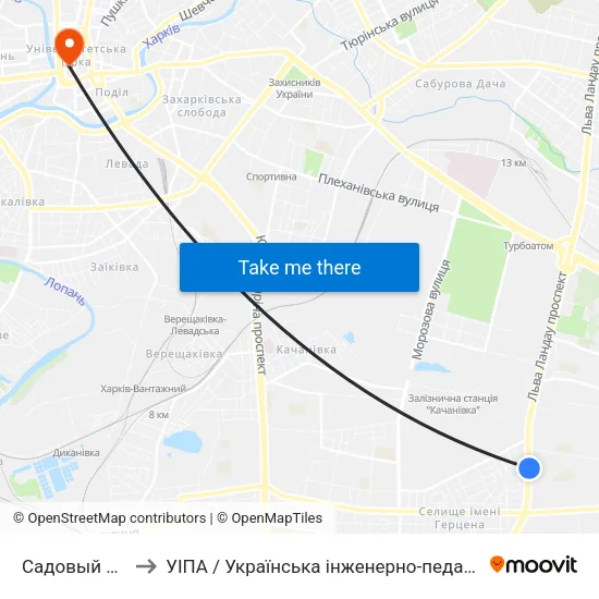 Садовый Проезд to УІПА / Українська інженерно-педагогічна академія map