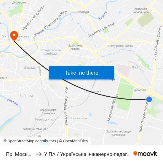 Пр. Московский to УІПА / Українська інженерно-педагогічна академія map