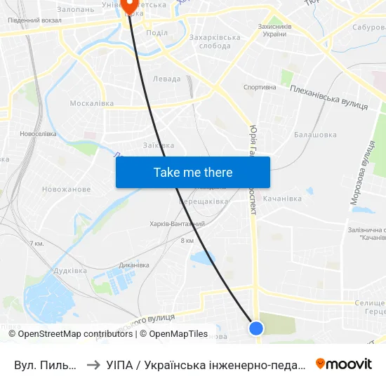 Вул. Пильчикова to УІПА / Українська інженерно-педагогічна академія map