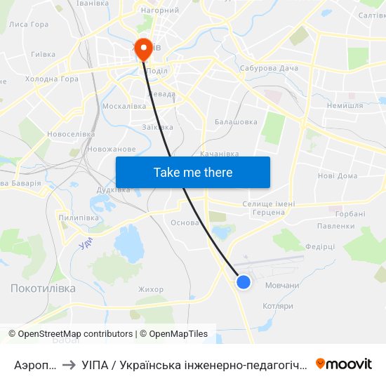Аэропорт to УІПА / Українська інженерно-педагогічна академія map