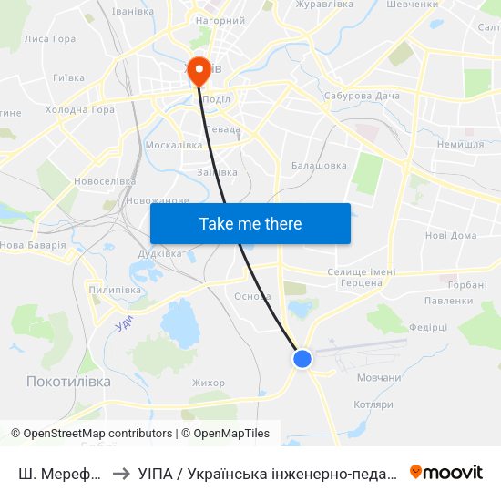 Ш. Мерефянське to УІПА / Українська інженерно-педагогічна академія map