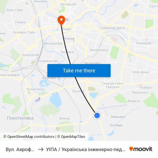 Вул. Аерофлотська to УІПА / Українська інженерно-педагогічна академія map