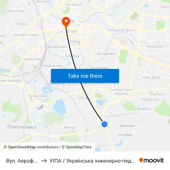 Вул. Аерофлотська to УІПА / Українська інженерно-педагогічна академія map