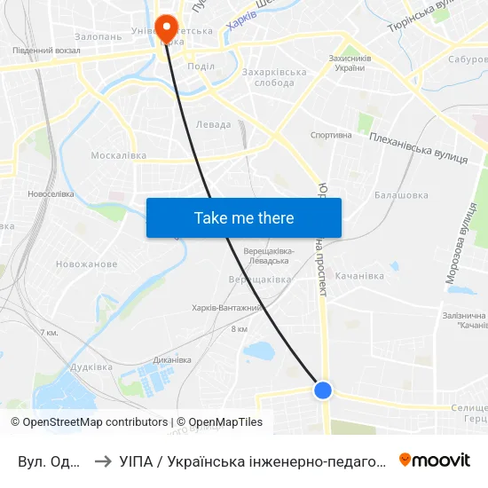 Вул. Одеська to УІПА / Українська інженерно-педагогічна академія map