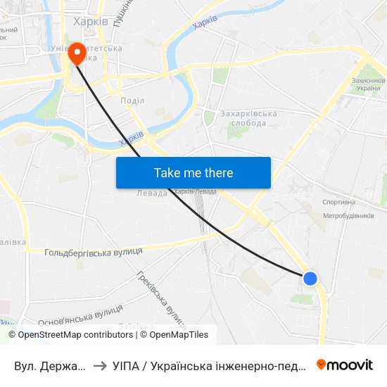 Вул. Державінська to УІПА / Українська інженерно-педагогічна академія map