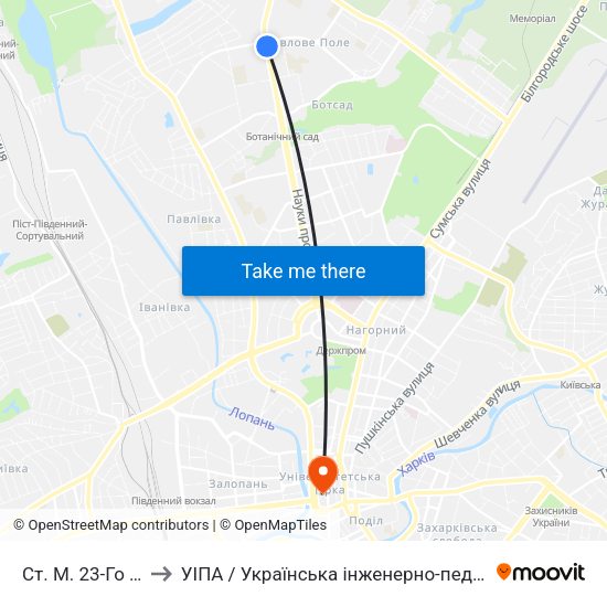 Ст. М. 23-Го Августа to УІПА / Українська інженерно-педагогічна академія map