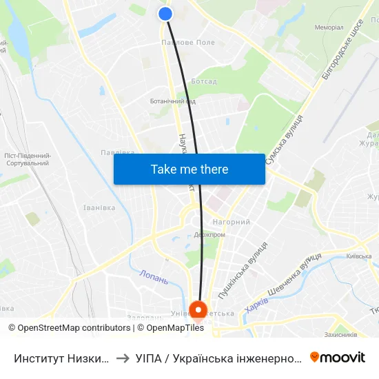 Институт Низких Температур to УІПА / Українська інженерно-педагогічна академія map