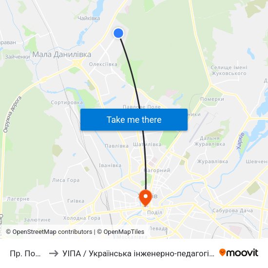 Пр. Победы to УІПА / Українська інженерно-педагогічна академія map