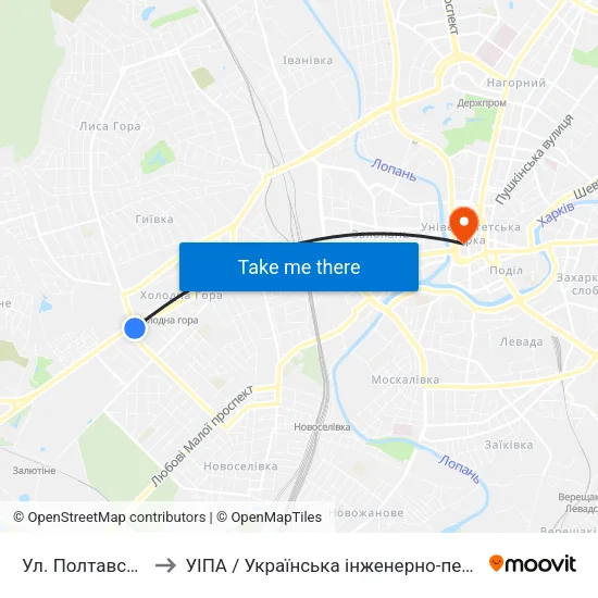 Ул. Полтавский Шлях to УІПА / Українська інженерно-педагогічна академія map