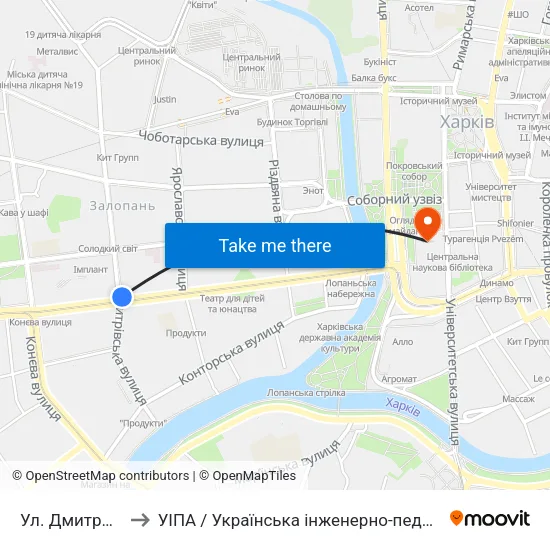 Ул. Дмитриевская to УІПА / Українська інженерно-педагогічна академія map