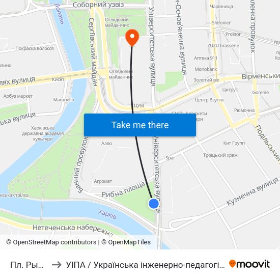 Пл. Рыбный to УІПА / Українська інженерно-педагогічна академія map
