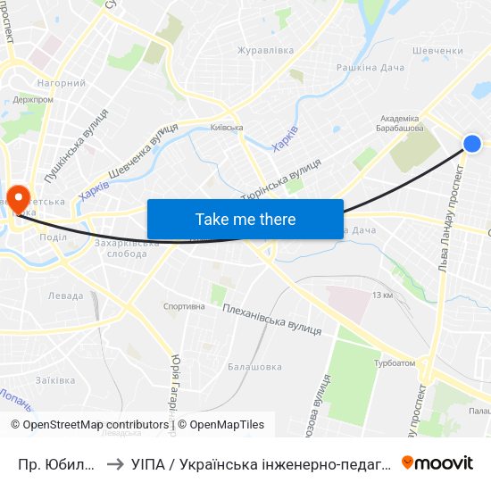 Пр. Юбилейный to УІПА / Українська інженерно-педагогічна академія map