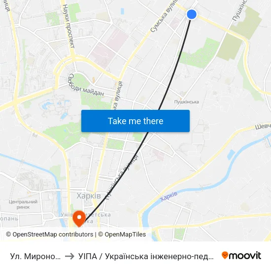 Ул. Мироносицкая to УІПА / Українська інженерно-педагогічна академія map