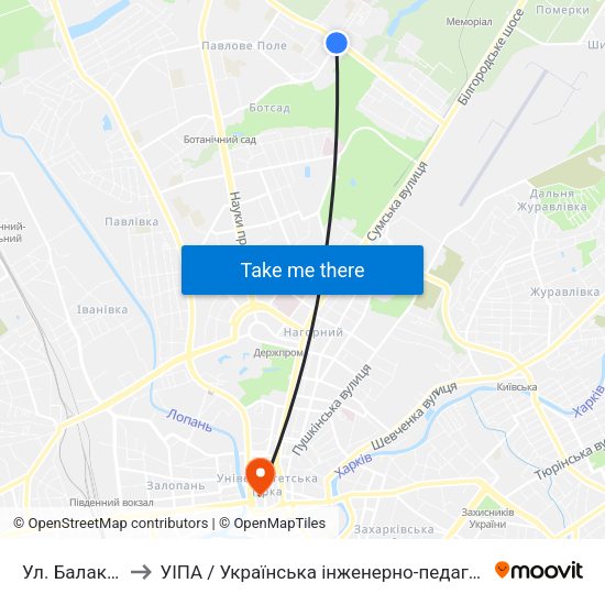 Ул. Балакирева to УІПА / Українська інженерно-педагогічна академія map