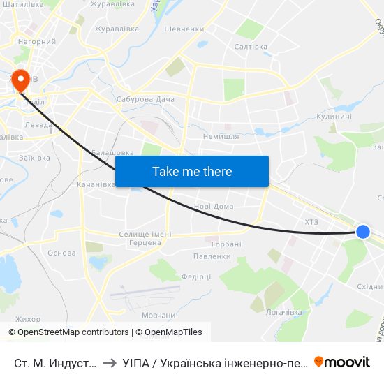 Ст. М. Индустриальная to УІПА / Українська інженерно-педагогічна академія map