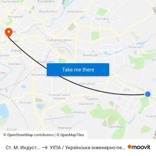 Ст. М. Индустриальная to УІПА / Українська інженерно-педагогічна академія map