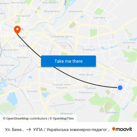 Ул. Бекетова to УІПА / Українська інженерно-педагогічна академія map