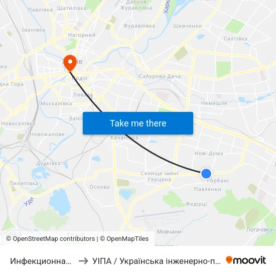Инфекционная Больница to УІПА / Українська інженерно-педагогічна академія map