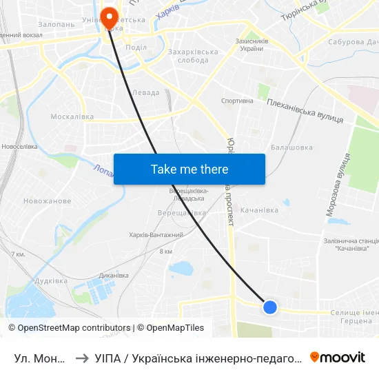 Ул. Монюшко to УІПА / Українська інженерно-педагогічна академія map
