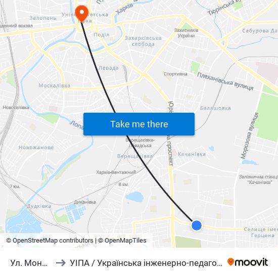 Ул. Монюшко to УІПА / Українська інженерно-педагогічна академія map