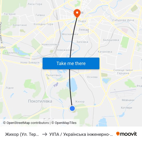 Жихор (Ул. Тернопольская) to УІПА / Українська інженерно-педагогічна академія map