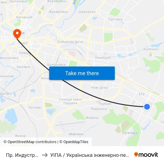 Пр. Индустриальный to УІПА / Українська інженерно-педагогічна академія map